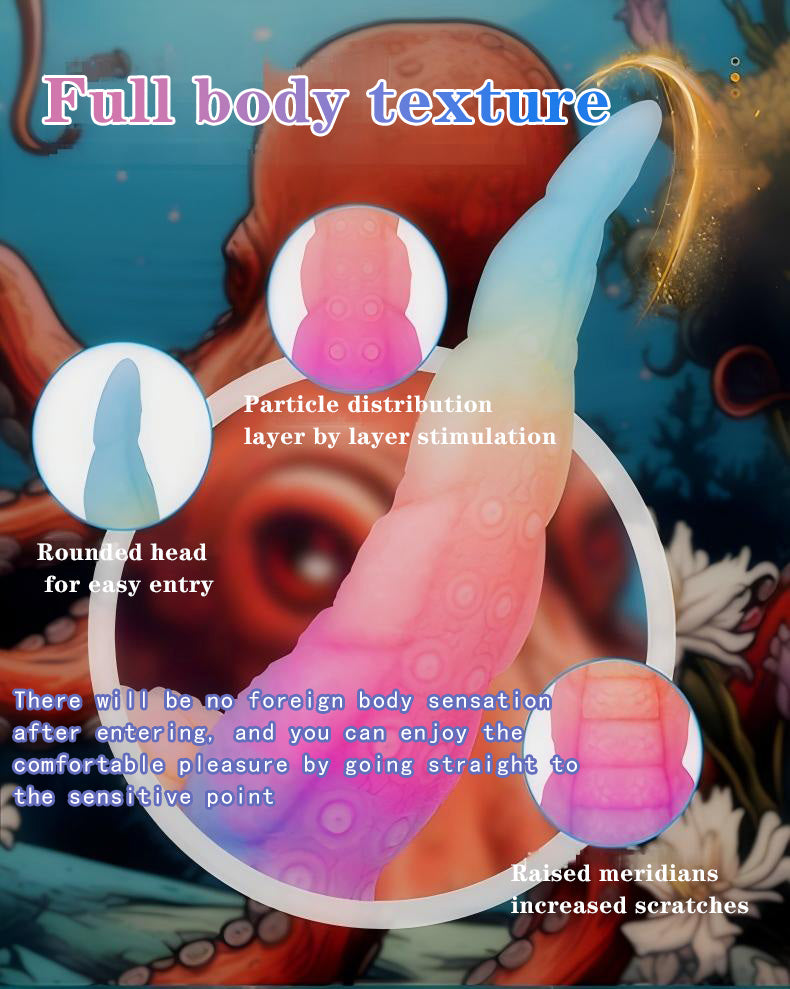 VELUXXA Glow-in-the-Dark Octopus Tail Anal Plug - Liquid Silicone Adult Toy