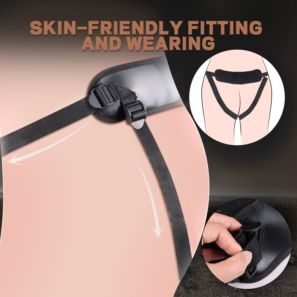 VELUXXA Wearable Unisex Strap-On Dildo Underwear | Built-in Lace and Leather Adult Toy Panties for Couples