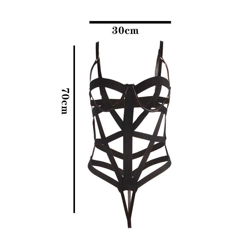 VELUXXA Sexy lingerie, bondage, one-piece, sexy game, tight, versatile, can be worn outdoors, revealing breasts, sexy one-piece