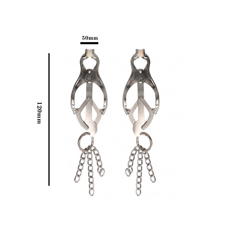 VELUXXA Japanese Clover Silver Chain Nipple Clamps