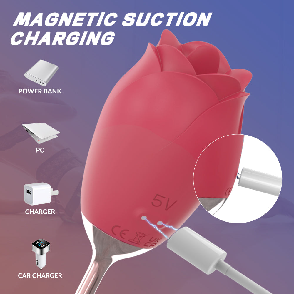 VELUXXA - Holiday Gift Rose Tongue Licking Vibrator