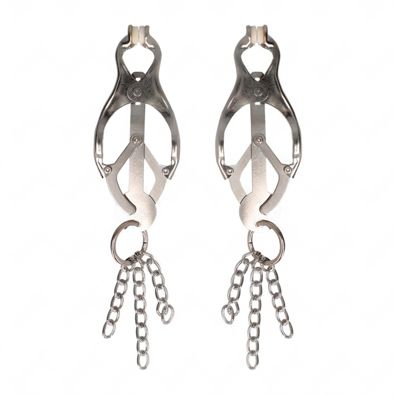 VELUXXA Japanese Clover Silver Chain Nipple Clamps